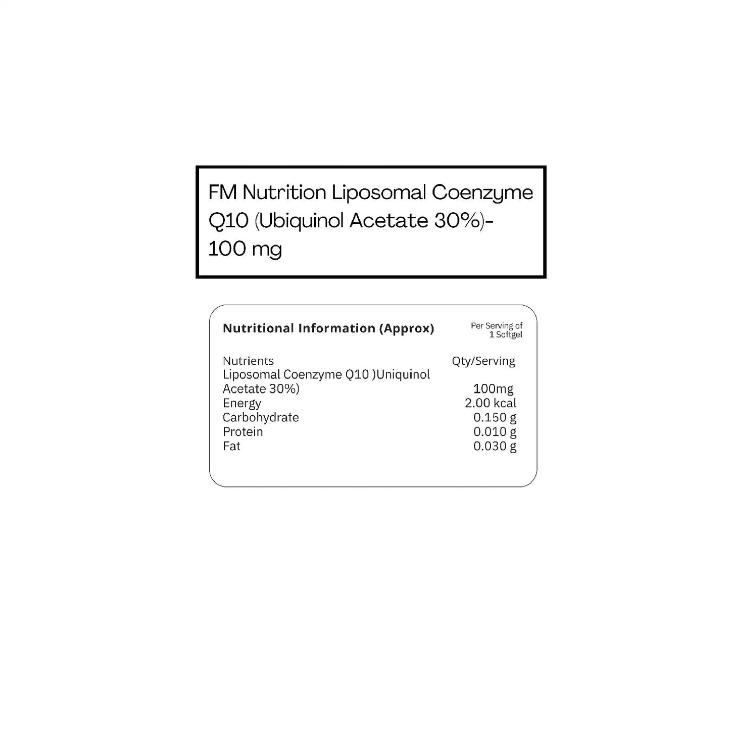 FM Nutrition Liposomal CoQ10, Ubiquinol 100mg, 30 Veg Capsules
