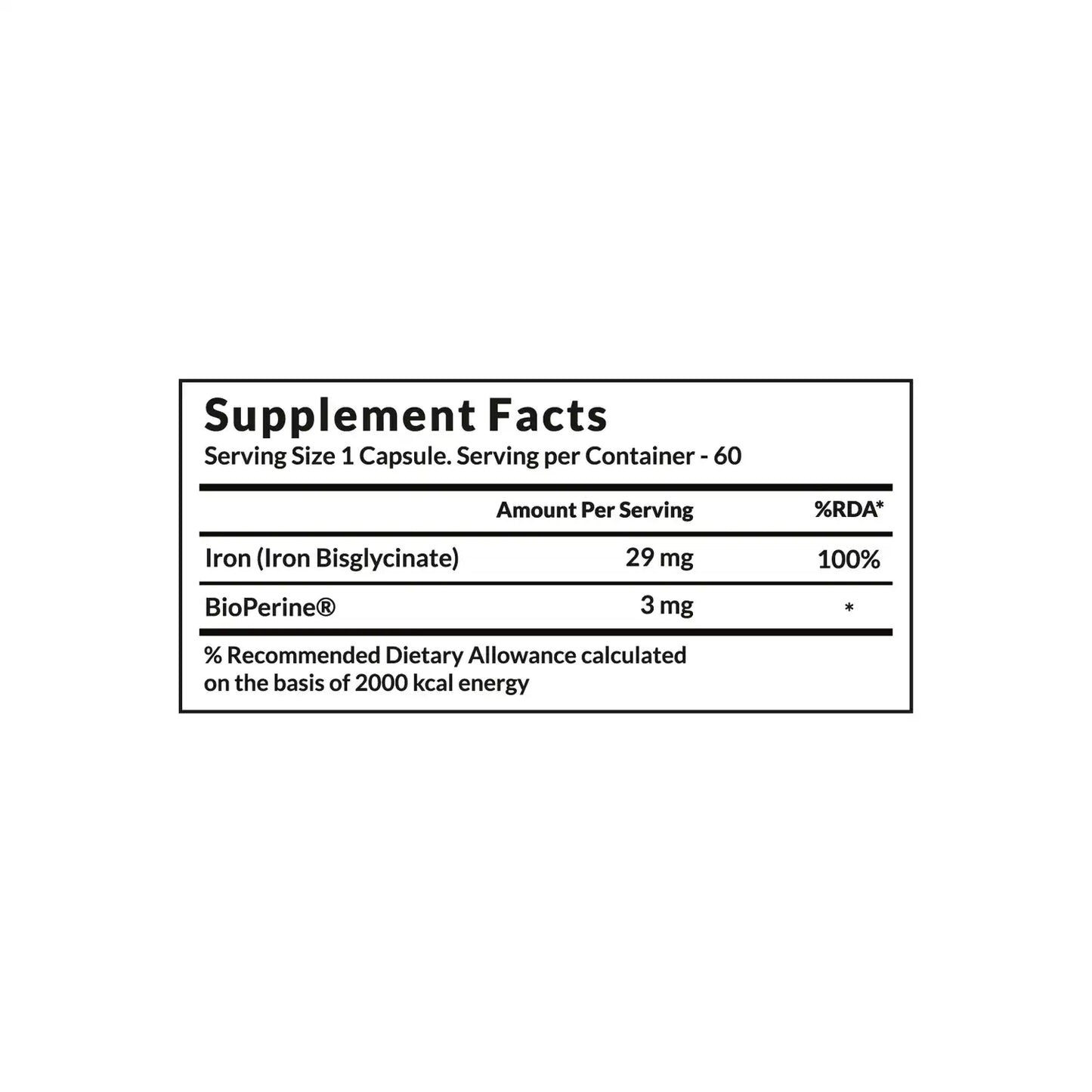 Vitaone Iron Complex (Iron Bisglycinate), 60 Veg Capulses