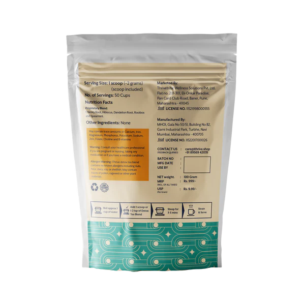 iThrive Essentials Detox Tea Blend - 100gm - Daily Herbal Support for Your Liver, Gut and Hormones