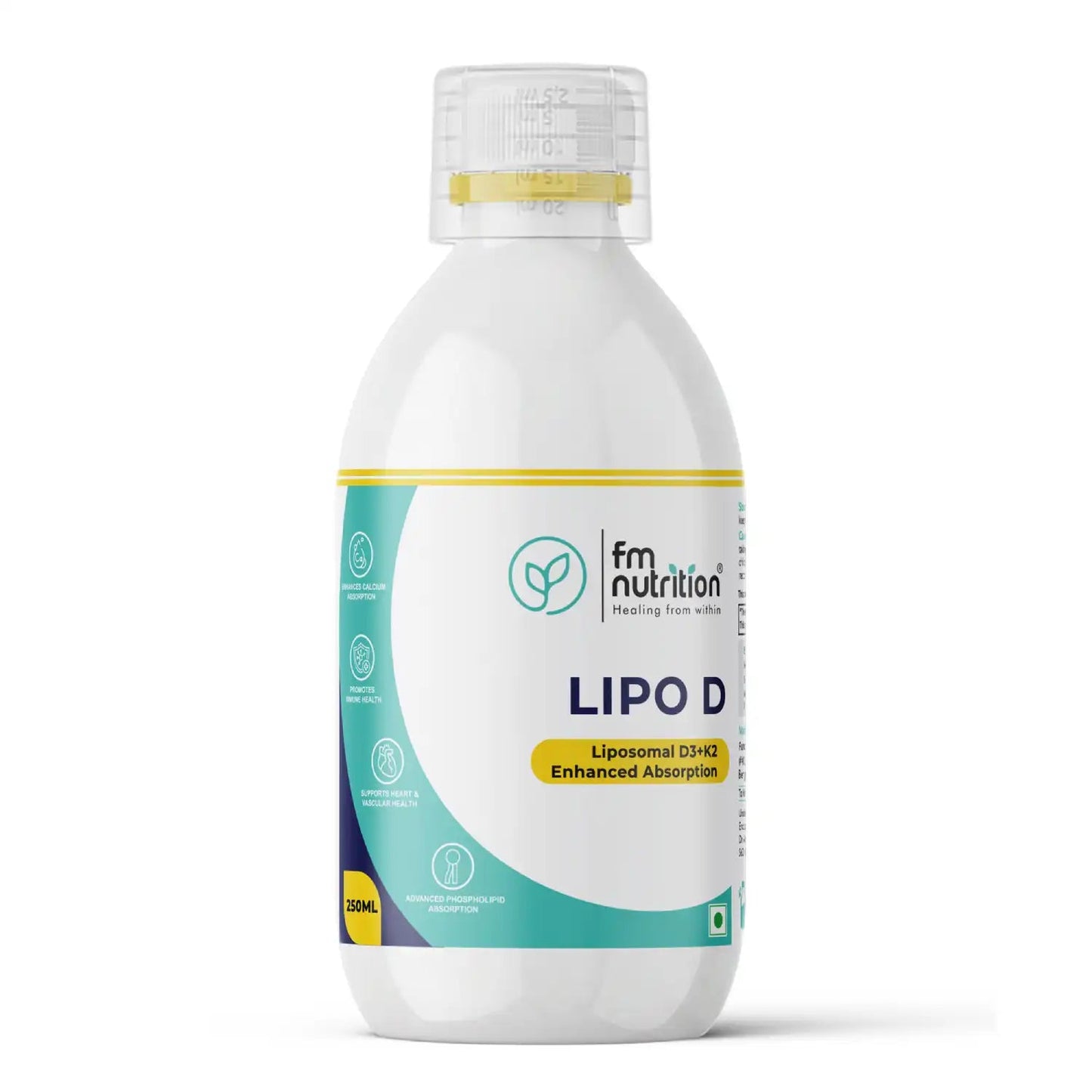 FM Nutrition Lipo D, Liposomal D3+K2, Veg, 250ml