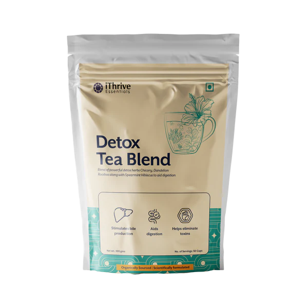 iThrive Essentials Detox Tea Blend - 100gm - Daily Herbal Support for Your Liver, Gut and Hormones