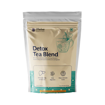 iThrive Essentials Detox Tea Blend - 100gm - Daily Herbal Support for Your Liver, Gut and Hormones