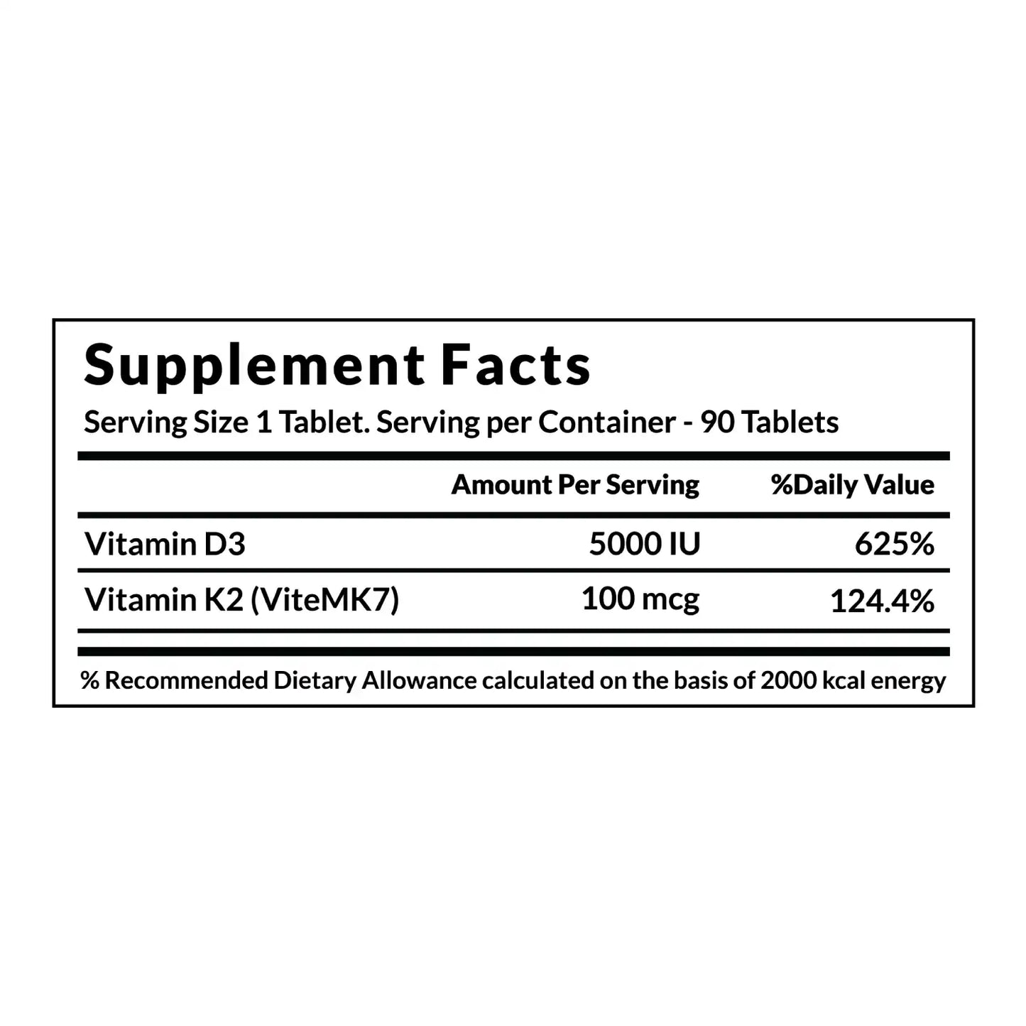 Vitaone Vitamin D3+K2-7, 90 Veg Tablets