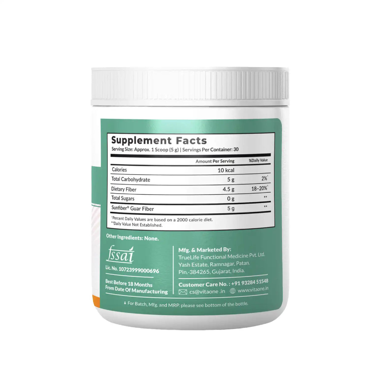Vitaone Microbiome Fiber, Prebiotic, Sun Fiber, Veg, 150gm
